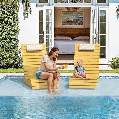 LUE BONA HDPS Pool Chairs Set of 4, Fade-Resistant Use in Pools Up to 10-Inches Deep Pools Lounge Chair for Sun Shelf, Chaise Lounger with Headrest for Outside Pool Deck
