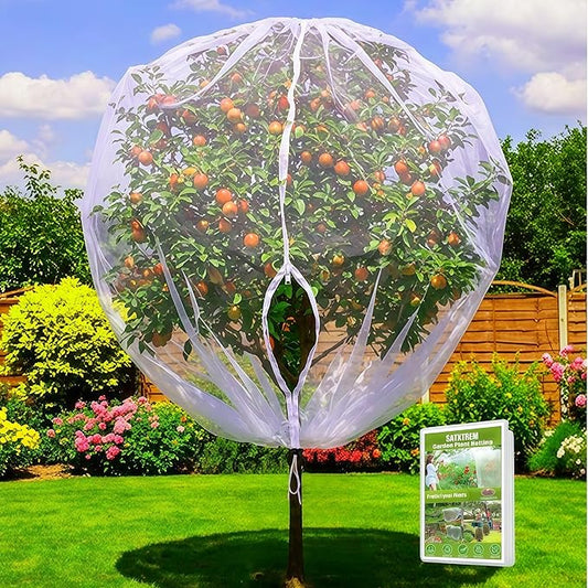 Large Fruit Tree Netting 2 Pack 10x10FT Cover with Drawstring/Zipper- Garden Bird Netting Protect Blueberry Bushes Strawberry from Cicada/Insect/Bug/Squirrel, Plant Netting Cover Pest Barrier