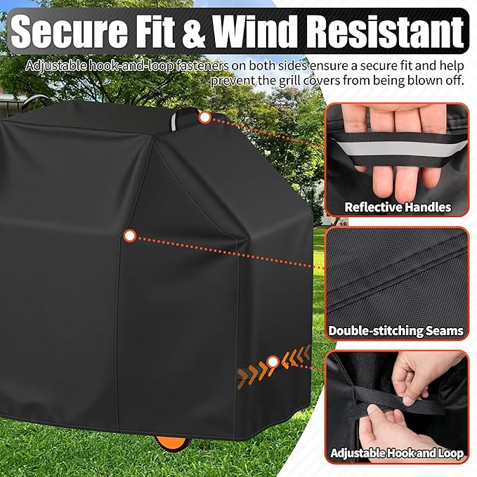 i COVER Grill Cover, 55 inch BBQ Grill Cover for Outdoor Grill, Waterproof BBQ Cover, Fade Resistant Barbecue Gas Grill Covers for Weber, Char-Broil, Nexgrill and More