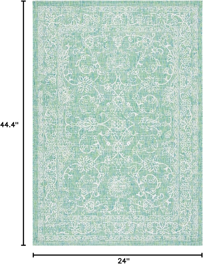 SAFAVIEH Courtyard Collection 2' x 3'7" Green/Ivory CY8680 Indoor/ Outside Waterproof Easy cleansingPatio Backyard Mudroom Accent Mat