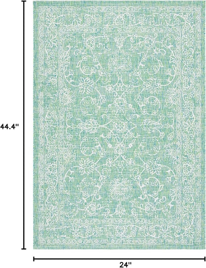 SAFAVIEH Courtyard Collection 2' x 3'7" Green/Ivory CY8680 Indoor/ Outside Waterproof Easy cleansingPatio Backyard Mudroom Accent Mat