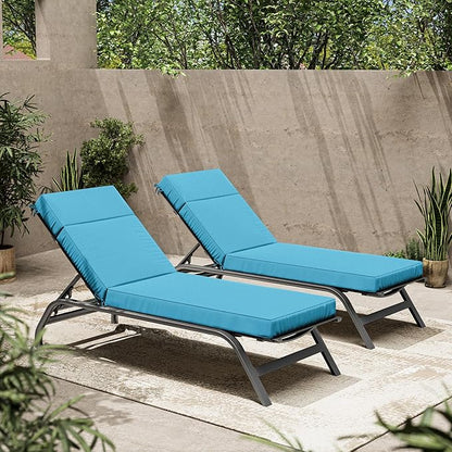 2 Pcs Chaise Lounge Cushions Outdoor, 80" L X 26" W X 4" D Lounge Chair Cushions for Outdoor Furniture, High-Density Foam Patio Chaise Cushion-Waterproof Fade-Resistant ThickPatio lounge chair cushion