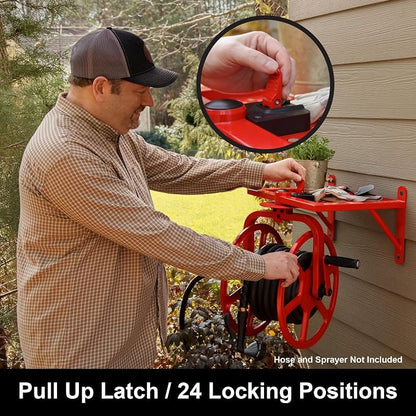 Liberty Garden Revolution Hose Reel with Pull Up Latch, Red