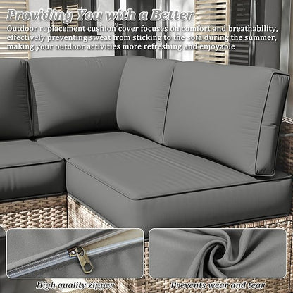 14 Pcs Outdoor Cushion Slipcovers Outdoor Patio Cushion Covers Replacement Waterproof with Zipper for Outdoor Furniture, Patio Sofa Couch 3 Sizes, Covers Only