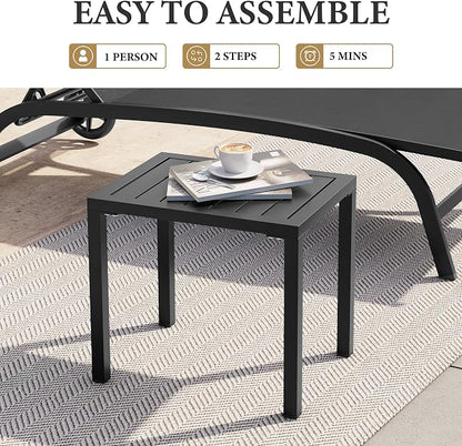 Crestlive Products Outdoor Side Table,Aluminum Rectangular Side/End Table, Small Patio Coffee Bistro Table for Outdoor Indoor (Black)