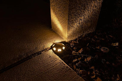 12V Brass In-Ground Well Light (Turret Top) with 5W 2700K Warm White MR16 LED Bulb & PVC Sleeve for Low Voltage Landscape Lighting of Outdoor Pathway, Garden, Shrubs, Columns or Trees