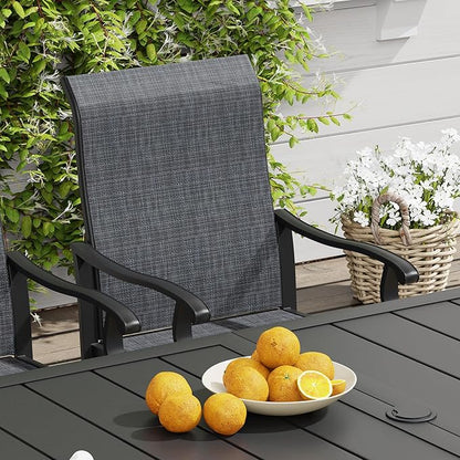VICLLAX 3 Pieces Small Outdoor Furniture, 2 Patio Swivel Chairs and Small Round Outdoor Table for 2, Dark Charcoal Chairs & Black