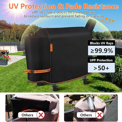 [Upgraded 1000D Heavy Duty Fabric]Grill Cover for Traeger Pro 34/780 Series, Waterproof Wood Pellet Smoker Cover, Tear & Fade Resistant with Buckle,Zipper, for Treager Pro 34/780/Texas 34, Z Grills700