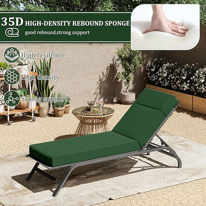 2 Pcs Chaise Lounge Cushions Outdoor, 72" L X 21" W X 4" D Lounge Chair Cushions for Outdoor Furniture, High-Density Foam Patio Chaise Cushion-Waterproof Fade-Resistant ThickPatio lounge chair cushion