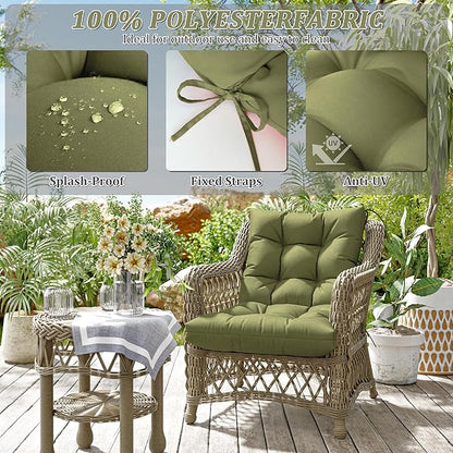 Patio Seat&Back Chair Cushions for Outdoor Furniture，Comfortable Cushions for Rocking/Dining/Lawn Chair-Set of 4