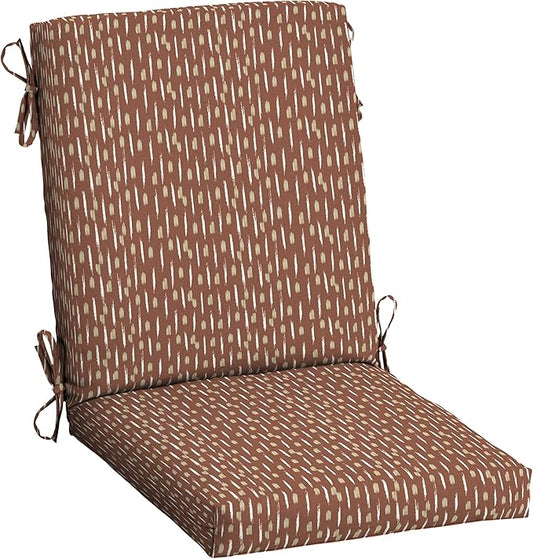 Arden Outdoor Patio Dining Chair Cushion, 20x44, Rain-Proof Seat Pad, Fade-Resistant Outdoor Cushion Rust Red Brushed Texture