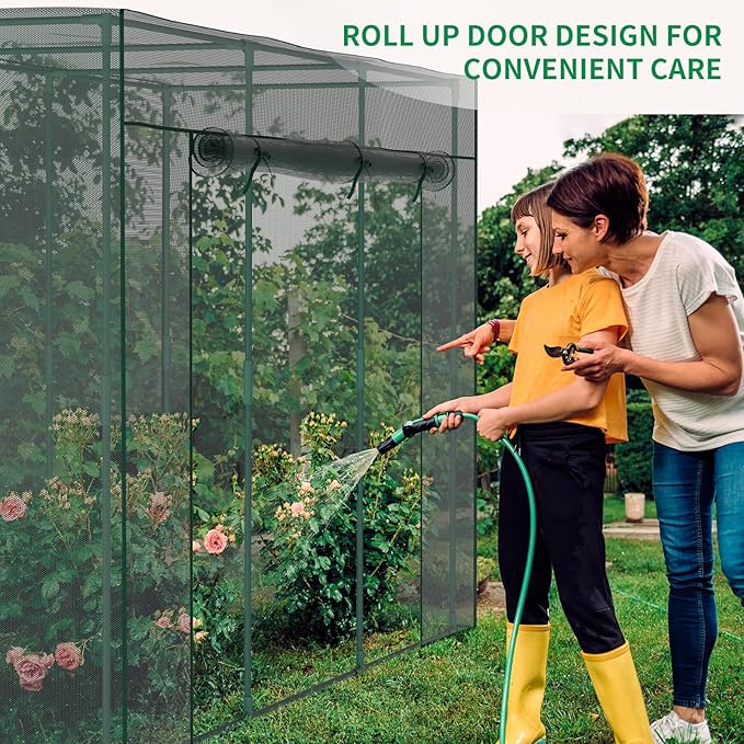 SUNYRISY Garden Plant Netting Crop Cage for Garden Raised Bed, 9.8 x 3.3 x 6 Ft Plant Cover Cage Protectors from Animal for Outdoor Plants with Frame and Zippered Door