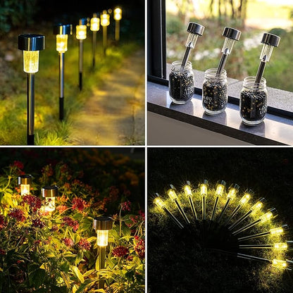 GIGALUMI Solar Pathway Lights, Stainless Steel IP44 Waterproof Auto On/Off Outdoor LED Solar Landscape Lights for Garden, Yard, Patio, Path and Walkway(20 Pack, Warm White)