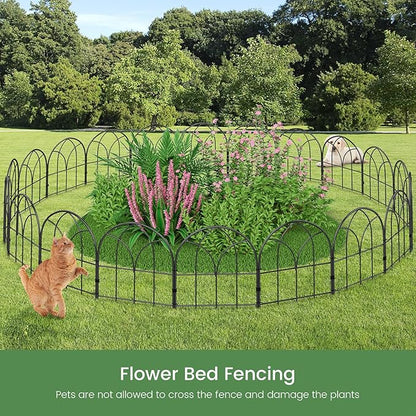 Youpehom Small 12.55"*16.53" Decorative Garden Fencing Border, No Dig Fences Barrier, Black Metal Fence, Garden Edging Fence Panel, Dog Fence Outdoor for Yard, Flower Bed (6 pcs)
