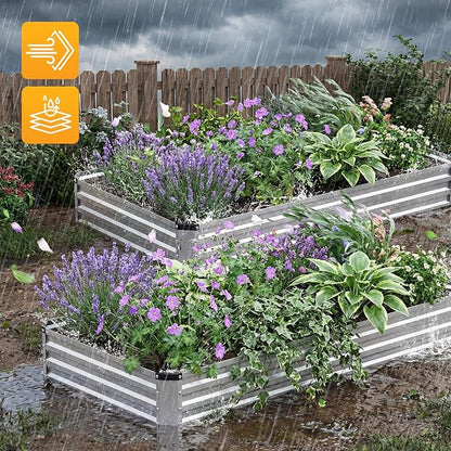 NEWBULIG 8x4x1ft 2PCS Galvanized Raised Garden Bed, Outdoor Metal Planters Box for Vegetables, Flowers & Herbs, Open Base, Easy Assembly, X-Shaped Bars