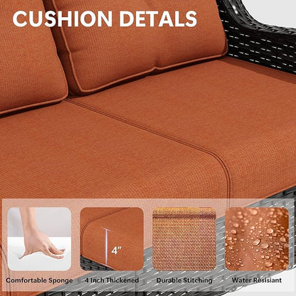 Outdoor Chair Cushions Set for Patio Furniture, 22x25/22x24 Inch, Waterproof & Fade Resistant Patio Chair Cushions, Thick Patio Furniture Cushion for Chair, Sofa, and Couch (Orange, 1 Set)