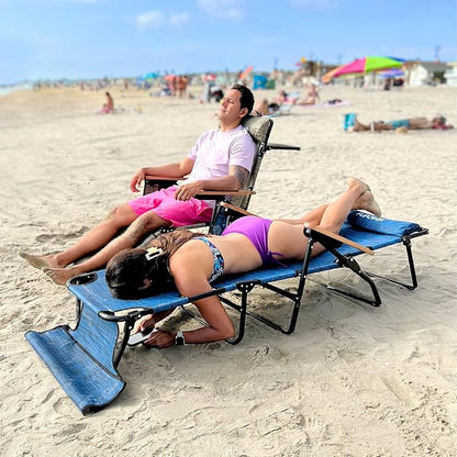 EASYGO PRODUCTS FLIP Face Down Tanning Chaise Lounge Chair with Face & Arm Holes - 4 Legs Support - Textilene Material - 6 Position - Arm Head Rest Pillow - Beach or Home Use