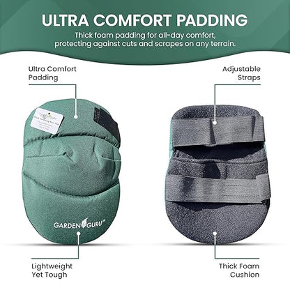 Garden Guru Cushioned Gardening Knee Pads with Adjustable Straps - Soft Inner Liner, Ultra Comfort Padding, Garden Kneelers for Yard Work, Cleaning, Household Chores, Roofing, and More (4 Pack)