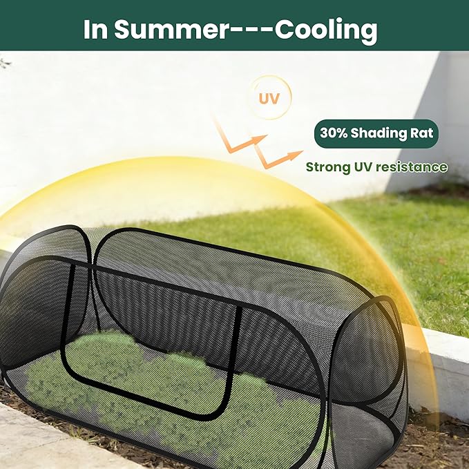 2-Pack Raised Garden Bed Covers, 45" x 22" x 17" Mesh Crop Cage, Pop-Up Plants Cover with 30% Shade Cloth for Seedlings Vegetables Fruits Flowers, Protects Against Birds Animals Pests with 16 Stakes