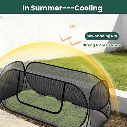 2-Pack Raised Garden Bed Covers, 45" x 22" x 17" Mesh Crop Cage, Pop-Up Plants Cover with 30% Shade Cloth for Seedlings Vegetables Fruits Flowers, Protects Against Birds Animals Pests with 16 Stakes