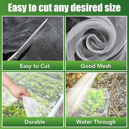 SWANGSA Garden Netting 10 X 50 FT 3Pack, Ultra Fine Garden Mesh Plant Netting for Garden Protection Row Cover Raised Bed Screen, Protecting Plants Vegetables Flowers Fruit Trees