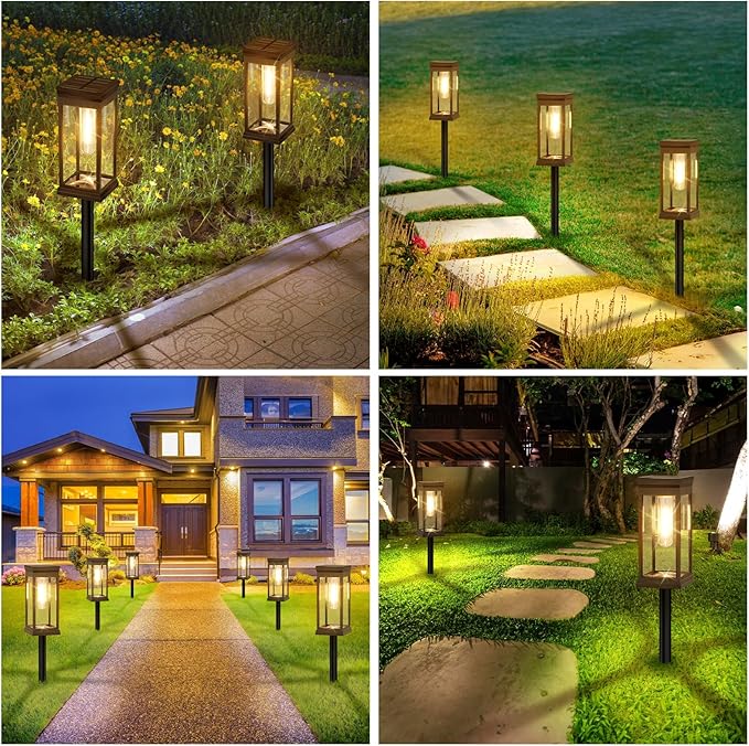 BesLowe 【Upgraded】 Solar Pathway Lights Outdoor, 8-Pack Large LED Solar Light Outdoor Waterproof, Super Bright Outside Lights for Yard, Sun-Powered Landscape Lighting for Garden Walkway, Warm White