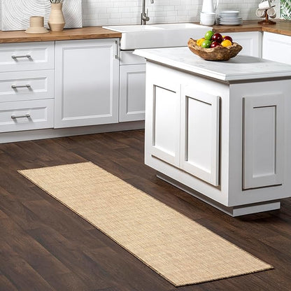 nuLOOM Outdoor Performance Collection Nakia Brown/Ivory, 2' x 6', Soft, High Traffic, Stain Resistant, Easy Clean, Durable Runner for Indoor/Outdoor Patio, Deck, Porch, Garden, Courtyard