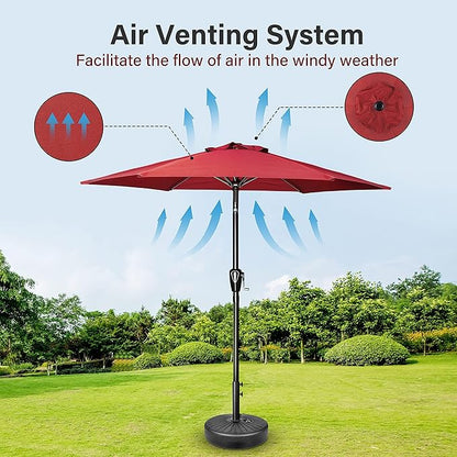Simple Deluxe 2 Pack 9ft Patio Umbrella Outdoor Table Market Umbrella, 8 Sturdy Ribs for Garden, Deck, Backyard, Pool, Red