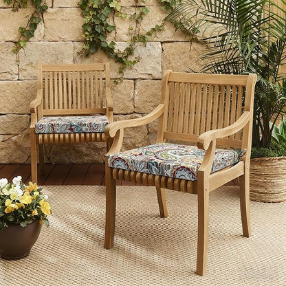 LVTXIII Outdoor Seat Cushions Seasonal Replacement Chair Cushions, Patio Chair Pads with Ties for Dining Chairs and Garden Furniture, Square Back, 19"x19"x2", 4 Pack, Paisley Chilli