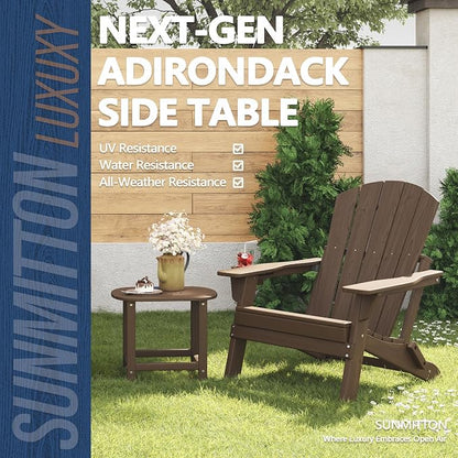 Outdoor Adirondack Side Table for Patio Porch Pool, 18" HDPE Weather Resistant End Table for Backyard and Indoor Use, Easy Maintenance & Indoor Outdoor Durable Construction(Coffee)