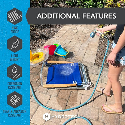 HydroTech 5/8" 25 ft Expandable Garden Hose - Flexible, Lightweight, Durable and Burst-Proof Hose with Reinforced Latex Core and Solid Brass Fittings - Great for Lawn Care, Garden, and Car Washing