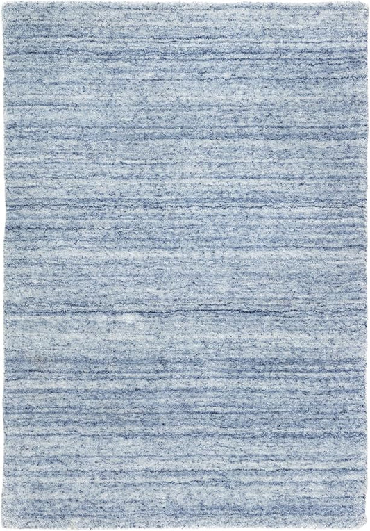 Dash & Albert Nordic Blue Hand Loom Knotted Performance Rug, 2 X 3 Feet, Blue Stripe Pattern