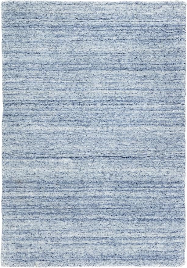 Dash & Albert Nordic Blue Hand Loom Knotted PeRug, 7.5 X 9.5 Feet, Blue Stripe Pattern