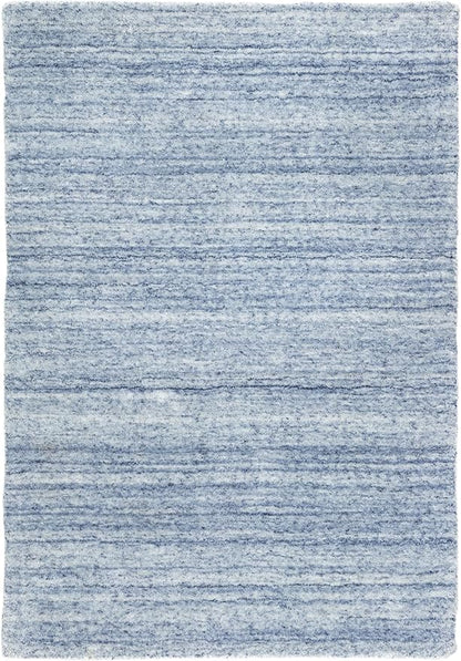 Dash & Albert Nordic Blue Hand Loom Knotted PeRug, 7.5 X 9.5 Feet, Blue Stripe Pattern