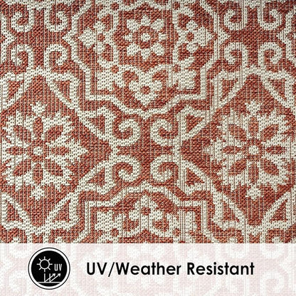 Nicole Miller New York Patio Country Danica Transitional Geometric Indoor/Outdoor Area Rug, Terracotta/Ivory , 7'9"x10'2"