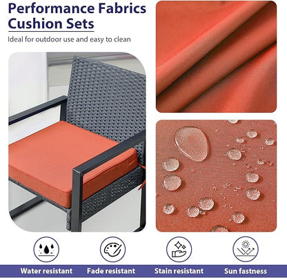 Outdoor Chair Cushions Set of 4 -Waterproof Outdoor Seat Cushions for Patio Furniture, Patio Chair Cushion with Handle and Ties, Square Out Door Chair Pads,18.5" x 16" x 3", Spice