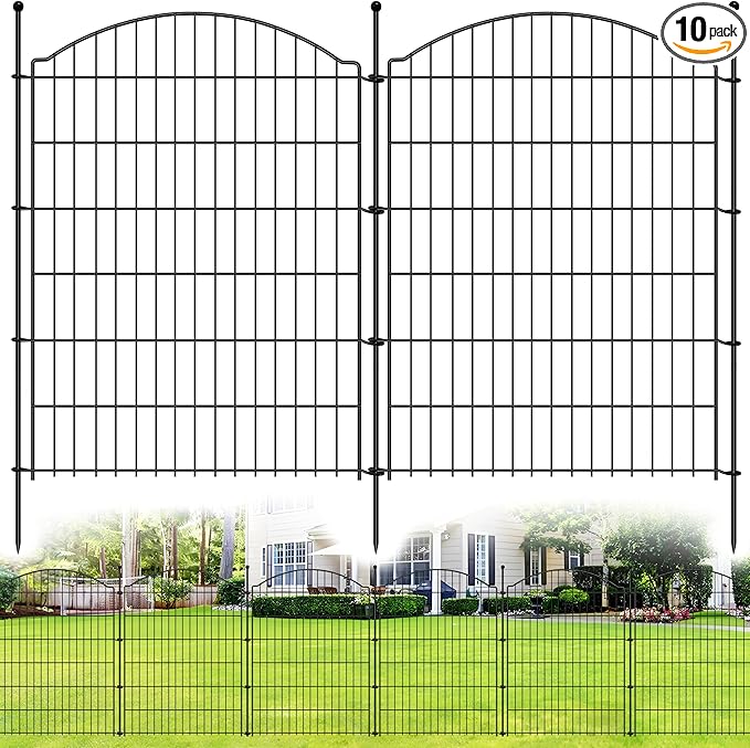 Decorative Garden Fences 40in x 24ft, 10 Pack Outdoor Fencing Animal Barrier Dog Border, Metal Wire Fence Panels for Garden Decor, Flower Bed Edging Borders for No Dig Patio Yard