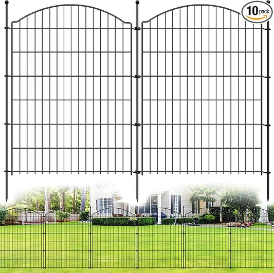 Decorative Garden Fences 40in x 24ft, 10 Pack Outdoor Fencing Animal Barrier Dog Border, Metal Wire Fence Panels for Garden Decor, Flower Bed Edging Borders for No Dig Patio Yard