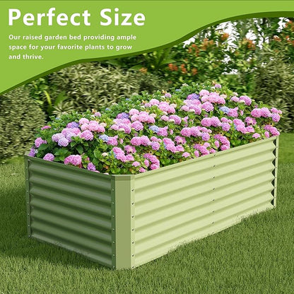 6x3x2FT Galvanized Raised Garden Bed,Galvanized Planter Boxes Outdoor, Large Metal Raised Garden Beds for Vegetables-Green