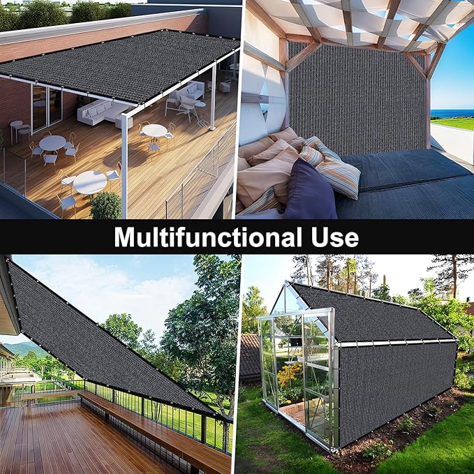 Artpuch 90% Sun Shade Cloth, 3 x 8 FT Pergola Shade Cover Canopy with Grommets, Sun Screen Fabric Tarp for Patio, Outdoor, Garden, Backyard, Dark Grey