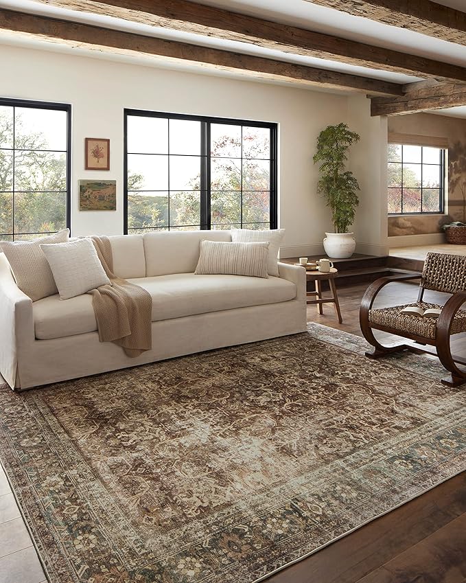 Loloi Magnolia Home by Joanna Gaines Sinclair Collection SIN-01 Rust/Lagoon 2'-3" x 9'-6", .25" Pile Height, Machine Washable, Runner Rug