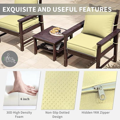 Premium Outdoor Seat Cushion Chair Cushions for Patio Furniture 22 L X 24 W X 4 H Waterproof & Fade Resistant Deep Seat and Backrest Cushion Set with Removable Covers for Chair, Sofa