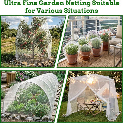 Ultra Fine 10'x33' Garden Netting – No Frame Needed, Easy Install, Pest Barrier & Bird Netting, Plant Cover for Garden, Greenhouse, Patio, Protecting Vegetables, Flowers, Trees