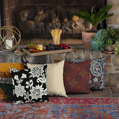 Arden Outdoor Toss Pillow, 2 Pack, 16 x 16, Rain-Proof, Fade Resistant Ashland Black Jacobean