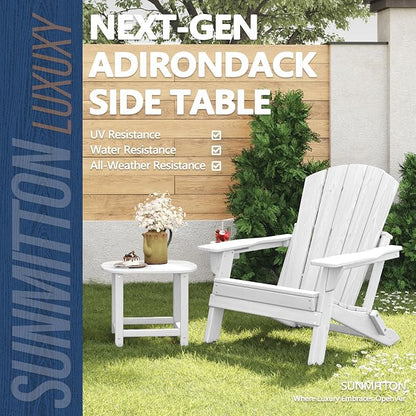 Outdoor 18" HDPE Side Table Set of 2 for Patio Porch Pool, Weather Resistant Standard End Table for Backyard and Indoor, Easy Maintenance & Indoor Outdoor Durable Construction(White)