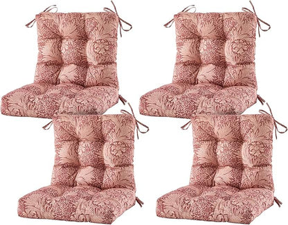 ARTPLAN Seat/Back Outdoor Chair Cushion,Set of 4 Patio Chair Cushion with Tie,Tufted Replacement for Patio Furniture,40x20x4 Inches,4 Count,Floral