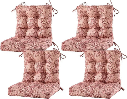 ARTPLAN Seat/Back Outdoor Chair Cushion,Set of 4 Patio Chair Cushion with Tie,Tufted Replacement for Patio Furniture,40x20x4 Inches,4 Count,Floral