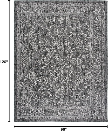 SAFAVIEH Courtyard Collection 8' x 10' Black/Ivory CY8680 Indoor-Outdoor Waterproof Easy-Cleaning Patio Backyard Mudroom Area-Rug