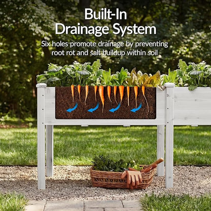 Best Choice Products 72x24x30in Raised Garden Bed, Elevated Wood Planter Box Stand for Backyard, Patio, Balcony w/Divider Panel, 6 Legs, 300lb Capacity - White