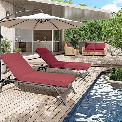 2 Pcs Chaise Lounge Cushions Outdoor, 80" L X 26" W X 4" D Lounge Chair Cushions for Outdoor Furniture, High-Density Foam Patio Chaise Cushion-Waterproof Fade-Resistant ThickPatio lounge chair cushion